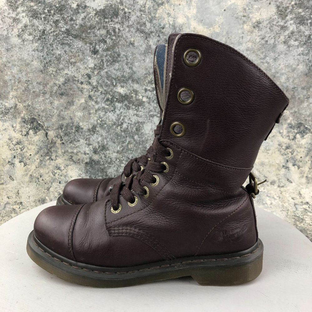 Dr. Martens Women's Size 8 Aimilie Burgundy Purple Leather Lace-Up Boots - Picture 3 of 13